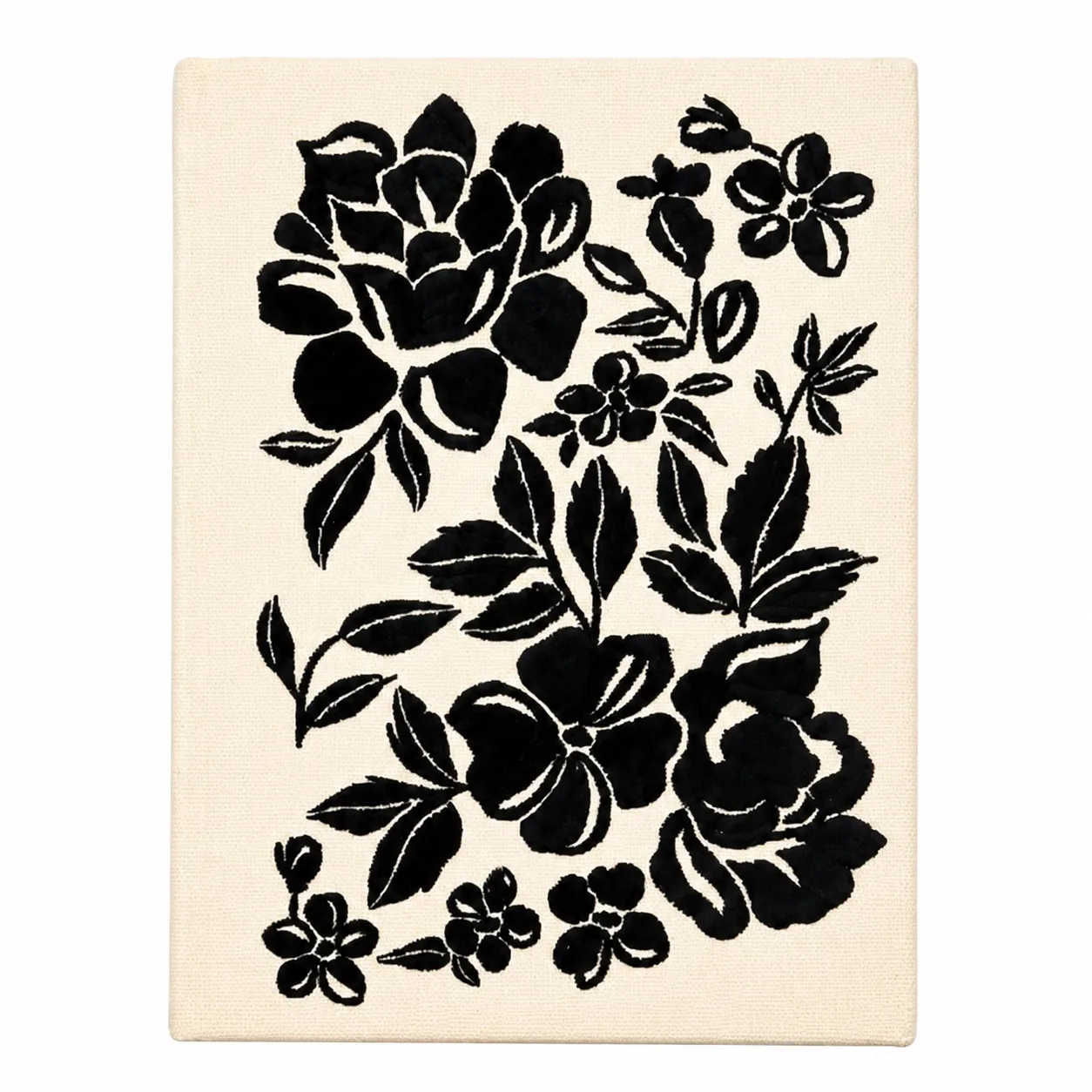 Libreta Bordada Flores Negra