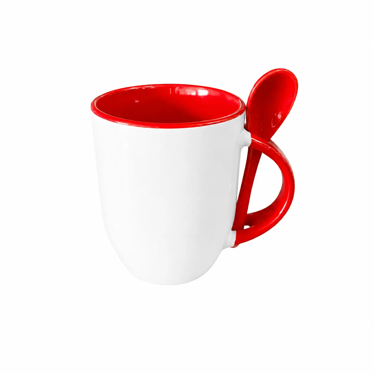 Taza Blanca con Cuchara, Asa + Deliniado Color