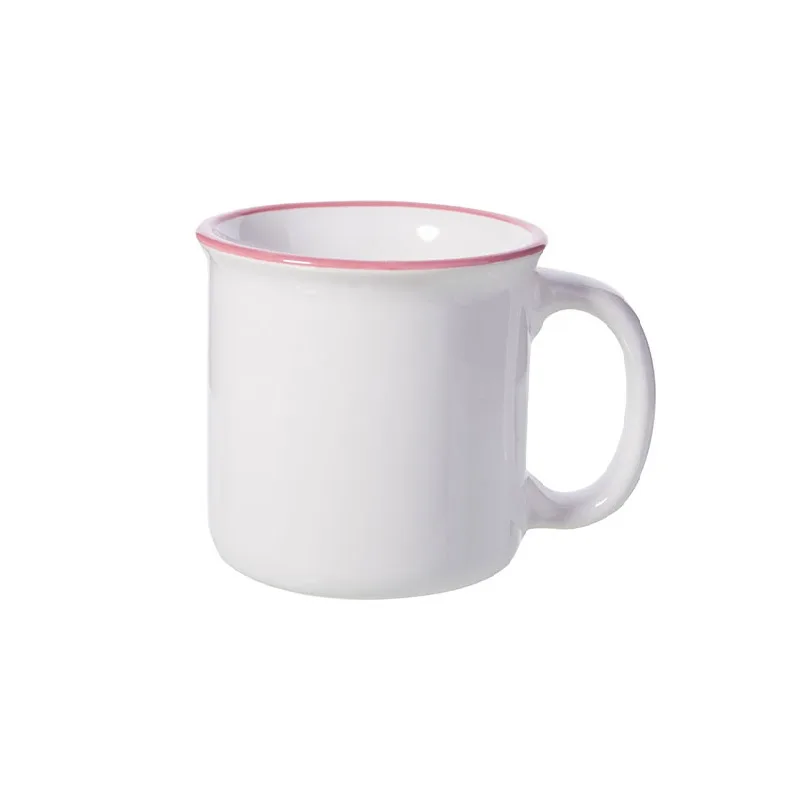 Taza de Cerámica Esmaltada Borde Pink 10oz.